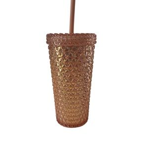 Your Zone 16-Ounce Acrylic Iridescent Textured Tumbler with Straw pink